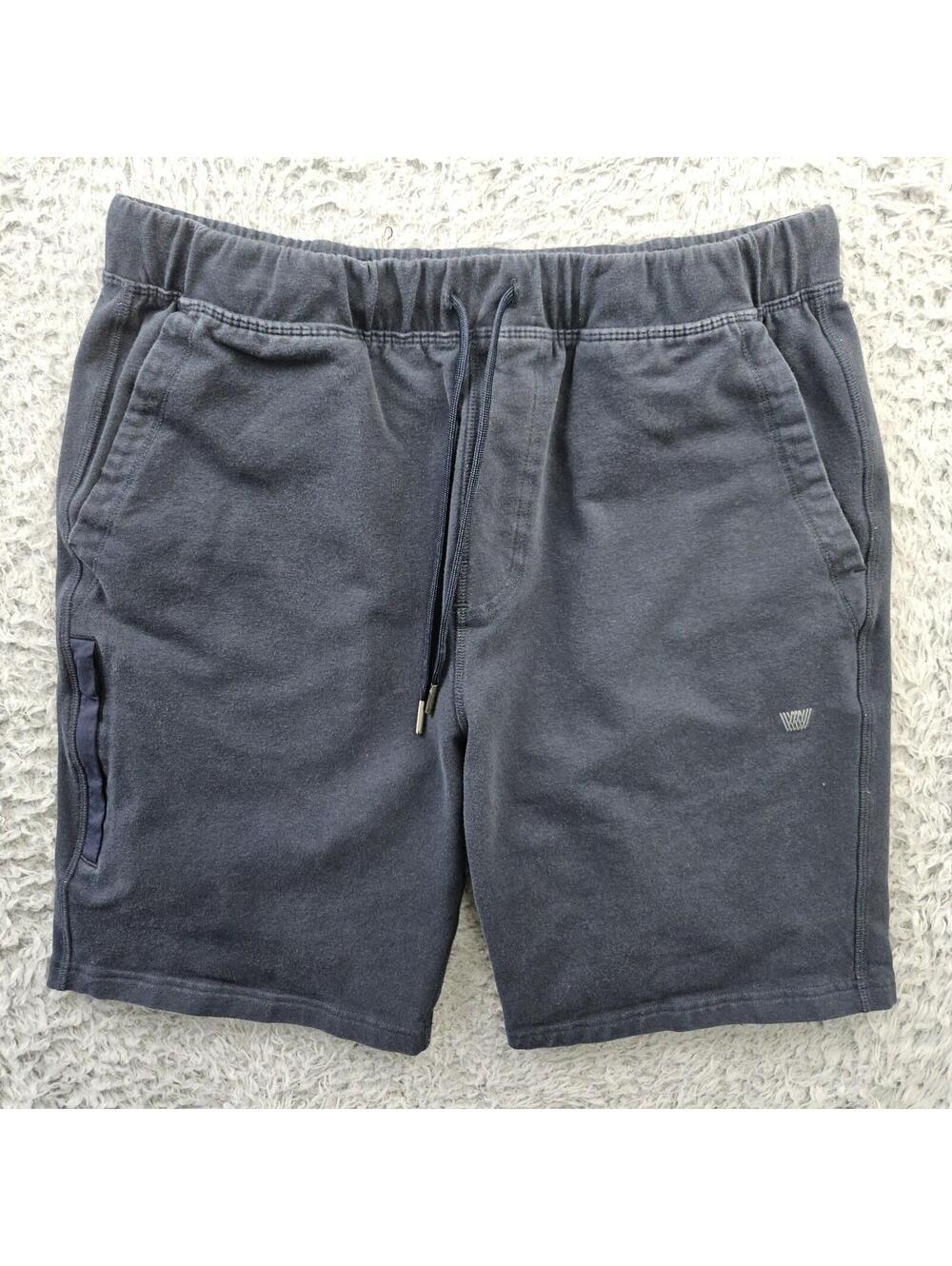 MACK WELDON Ace Sweat Shorts Drawstring Brushed Cotton Velvet Medium Blue